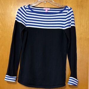 Lilly Pulitzer Blue and White Striped Sweater